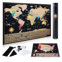 Scratch Off World Map Poster InnovativeMap com mapa e bandeiras dos EUA