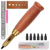 Screw Punch Boyistar Wood Handle Belt Hole Puncher Brown