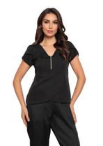 Scrub Conjunto Feminino Transpassado Preto Maria