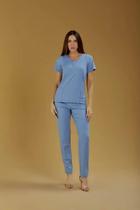 Scrub Feminino Lilian Azul Claro Fardamento Uniforme Pijama Hospitalar Clínicas