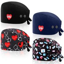 Scrub Hats Unittype 4 peças de bonés de enfermeira para mulheres com botão