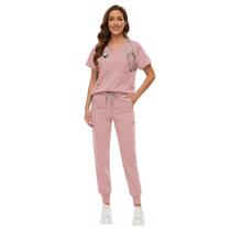 Scrub Set VIAOLI feminino com decote em V e calças de corrida de 8 bolsos Scrub Set VIAOLI feminino com decote em V e calças de corrida de 8 bolsos
