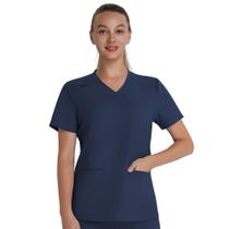 Scrub Top QBK Soft Stretch com decote em V com 2 bolsos para mulheres