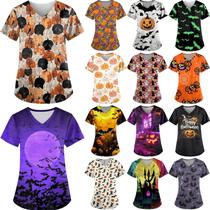 Scrub Tops UDAUDU Halloween e Natal para mulheres Multi GG