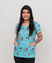 Scrubs Blusa Feminino Super Poderosa 2 Bolsos Frontais Malha Flame