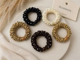 Scrunchie Cetim Com Brilho Strass Elástico Cabelo Luxo 12 Und Elástico De Cabelo Com Brilho