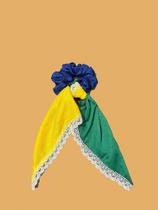 Scrunchie com Lenço - Brasil Verde e Amarelo