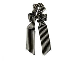 Scrunchie De Listras Para Cabelo Com Laço - Preto E Branco Scrunchie De Listras Para Cabelo Com Laço - Preto E Branco