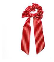 Scrunchie De Listras Para Cabelo Com Laço Vermelho E Branco