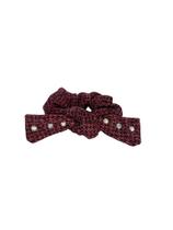 Scrunchie elástico Tweed Perólas - Vinho Scrunchie elástico Tweed Perólas - Vinho