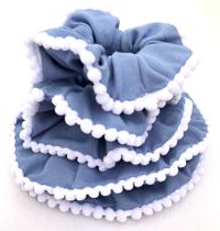 Scrunchies com pompom - kit com 5 unidades