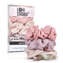 Scrunchies LOKISTASHED LokiStashed Suede com bolso escondido, pacote com 3
