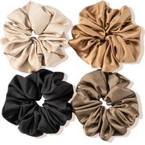 Scrunchies Lolalet Big para mulheres, cetim, 15 cm, pacote com 4, estilo B Scrunchies Lolalet Big para mulheres, cetim, 15 cm, pacote com 4, estilo B