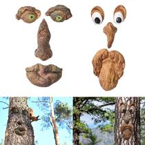Sculpture FmnyyAid Tree Faces Outdoor, pacote com 2 decorações de jardim