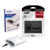 SD 240gb,480GB e 960GB Kingston Original 2.5 Sata 3 e mais 1 Case Externo Transparente HD SSD 3.0 Ultra Rápido Exbom