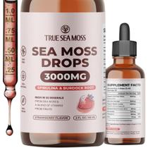 Sea Moss Drops TrueSeamoss 60 ml com espirulina e raiz de bardana