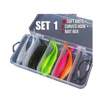 SEASIR Soft Bait Fishing Lure Set, 2 Ganchos Curvos, 8 Cores, 1.8g, 7cm, Caixa Livre, 12Pcs, 10Pcs