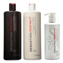 Sebastian Penetraitt Kit Shampoo 1000ml + Condicionador 1000ml + Máscara 500ml - Sebastian professional