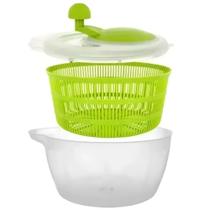 Seca Salada Centrifuga Manual Secador com Cesto Folha Fresca Cor Branco/verde