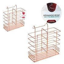 Seca Talheres Aramado Duplo Rose Gold/ Organizador de Talheres/Escorredor de talheres - Art house