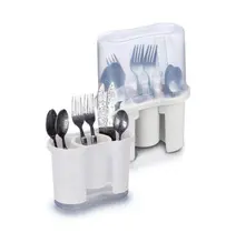 Seca Talheres Escorre & Guarda Com Tampa e Divisórias 53x49x13Cm Branco Nitron