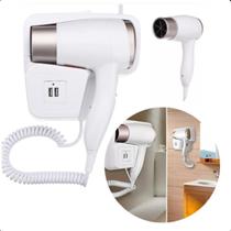 Secador 110V de Cabelo Branco Compacto com Função Quente e Frio e USB para Hotéis Secador 110V de Cabelo Branco Compacto com Função Quente e Frio e USB para Hotéis