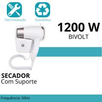 Secador 110V de Parede Branco Compacto com Função Quente e Frio, Ideal para Banheiros