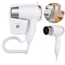 Secador 110V de Parede Branco Compacto para Banheiros e Hotéis com Função Quente e Frio