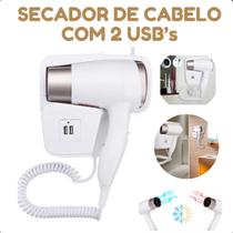 Secador Branco Compacto Fixo Tipo Hotel para Hotéis e Piscinas 220V