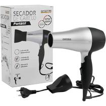 Secador Cabelo Portátil Dobrável Prático Viagem Mala Pequeno Bolsa 1200W Bivolt Cinza Hotel Hotelaria Pousada Academia