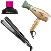 Secador Cabelo Pro 2600w Lion 220v Dourado + Prancha Extreme Lizze 480f 220v + Difusor Pink