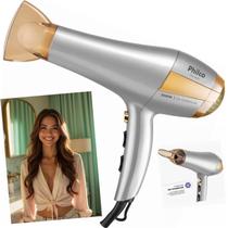 Secador Cabelos Philco PSC2600 2100W Íons Tourmaline 2 Velocidades 3 Temperaturas Jato Frio Prata Dourado Secador Cabelos Philco PSC2600 2100W Íons Tourmaline 2 Velocidades 3 Temperaturas Jato Frio Prata Dourado