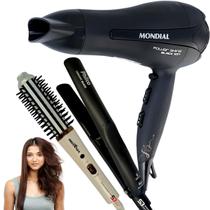 Secador de cabelo 2000w chapinha pro e escova modeladora kit - Mondial