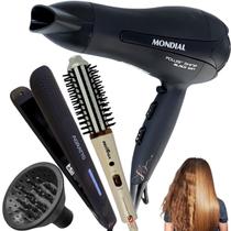 Secador de cabelo 2000w difusor chapinha e escova modeladora - Mondial