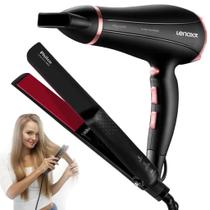 Secador de cabelo 2000w e chapinha profissional ceramic red - lenoxx