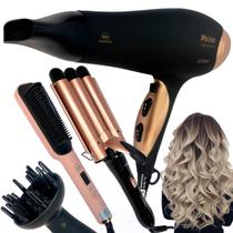 Secador de cabelo 2100w difusor modelador e escova alisadora