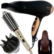 Secador de cabelo 2100w e difusor e escova magica alisadora