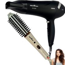 Secador de cabelo 2100w super potente e escova alisadora lcd