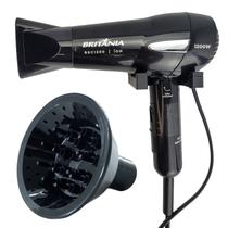 Secador De Cabelo Britania 1200w Ion Mini Dobravel Viagem Com Suporte Parede Banheiro Difusor De Cachos