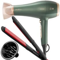 Secador De Cabelo Britania 2000w Green Ions Tourmaline Ar Quente e Frio Difusor Cachos Prancha Cerâmica Style 210c