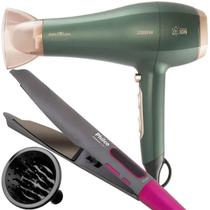 Secador De Cabelo Britania 2000w Green Ions Tourmaline Difusor Prancha Modelador 2 Em 1 Titanium Advance