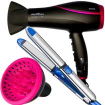 Secador De Cabelo Britania 2100w Profissional Ion Bs22 Difusor Prancha Titanium 465ºf Bivolt