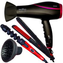 Secador De Cabelo Britania Profissional 2100w Ions Ar Quente Frio Bs22 Difusor Modelador Nova Prancha Cerâmica 210ºc