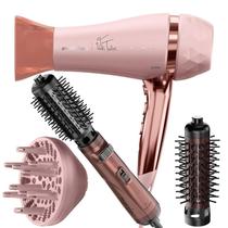 Secador De Cabelo Britania Profissional 2100w Ions Tourmaline Ar Quente Frio Bivolt Com Difusor Cachos Escova Gama Italy Rotativa 1100w Giratória
