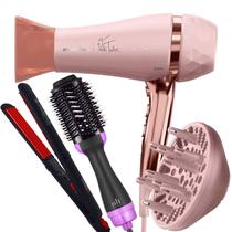 Secador De Cabelo Britania Profissional 2100w Ions Tourmaline Ar Quente Frio Bivolt Com Difusor Cachos Prancha Cerâmica 210ºc Escova 4 em 1 City