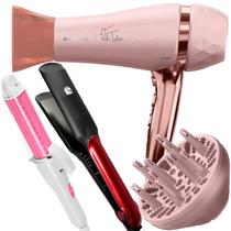 Secador De Cabelo Britania Profissional 2100w Ions Tourmaline Ar Quente Frio Bivolt Com Difusor Cachos Prancha Titanium 230ºC Modelador 2 em 1