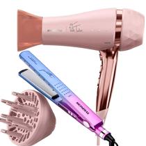 Secador De Cabelo Britania Profissional 2100w Ions Tourmaline Ar Quente Frio Bivolt Com Difusor Cachos Prancha Titanium 450ºf