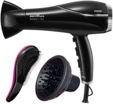 Secador De Cabelo Britania Profissional 2100w Ions Tourmaline Ar Quente Frio Bivolt Com Difusor De Cachos Escova Flex