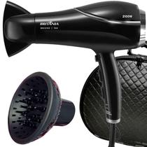 Secador De Cabelo Britania Profissional 2100w Ions Tourmaline Ar Quente Frio Bs21 Bivolt Com Difusor De Cachos Maleta