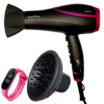 Secador De Cabelo Britania Profissional 2100w Ions Tourmaline Ar Quente Frio Bs22 Bivolt Com Difusor De Cachos Smartwatch Relógio